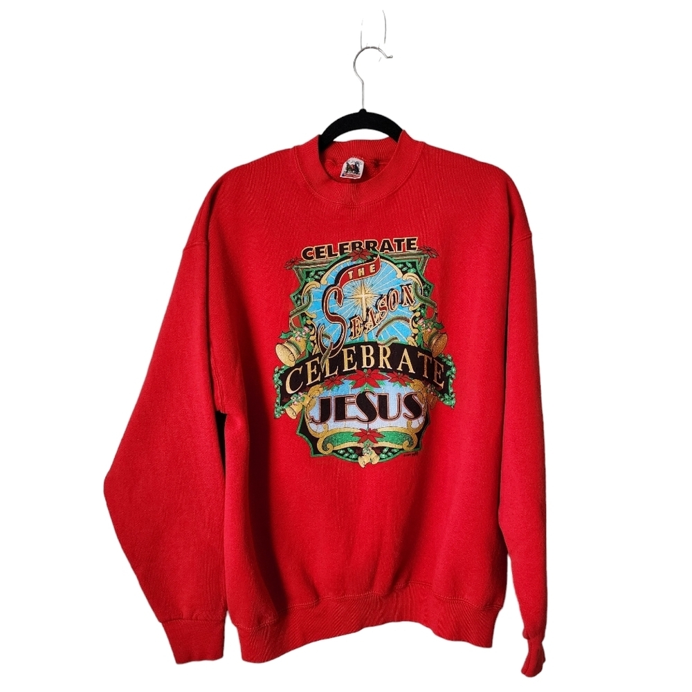CELEBRATE JESUS x VINTAGE Christmas Crewneck 1994 graphic crew in red XL